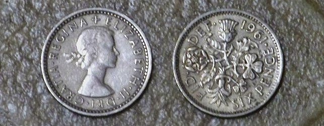Elizabeth II British SIXPENCE Hex Star Witches Coin Wedding Charm in Jewelry Pouch for Liminal Rites, Conjure, Spellcraft, Luck
