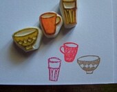 CAFE no.2 - hand carved stamps in a matchbox