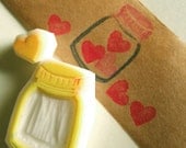 love in a bottle rubber stamp.  hand carved rubber stamp. handmade rubber stamp. love heart. bottle. set of 2. no2