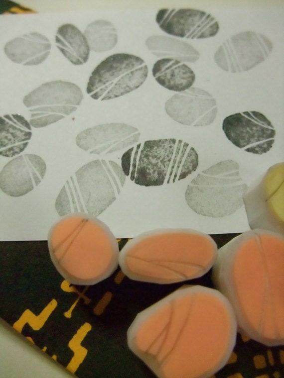 PEBBLES rubber stamps. hand carved rubber stamps - handmade rubber stamp - set of 6 - no1