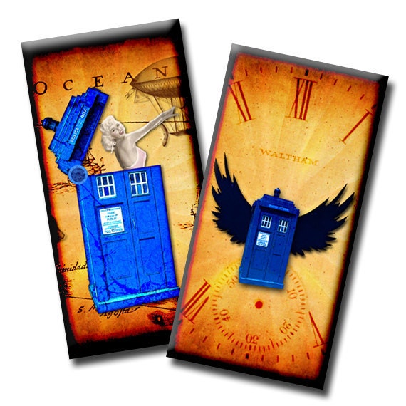 Flight of the Tardis No2 - 1 x 2 inches - Digital collage sheet