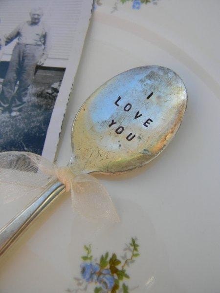 I Love You. Vintage Spoon Garden Marker