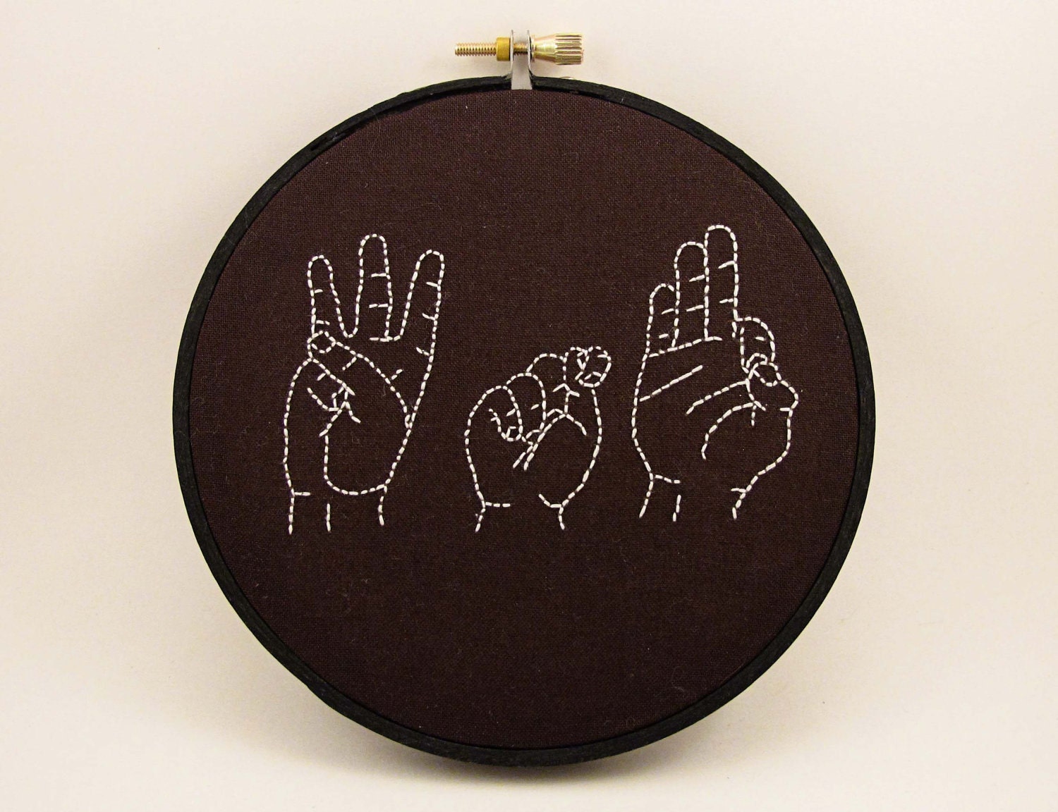 WTF - Sign Language Embroidery Hoop Art - 6 inches