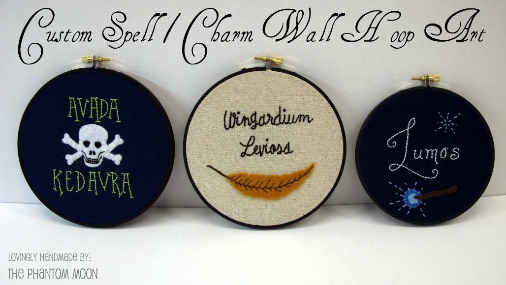 Custom Spell / Charm Wall Hoop Art - 6 inch hoop