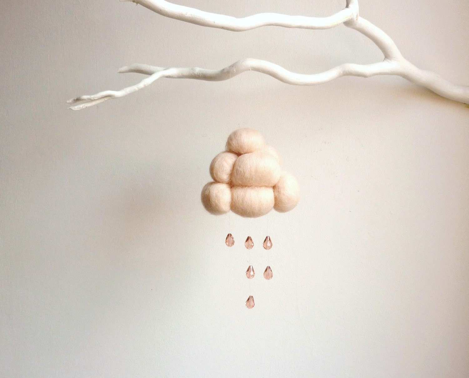 needlefelted peach  rainy cloud
