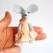 Peach coral pink  felt mouse miniature plush in matchbox bed