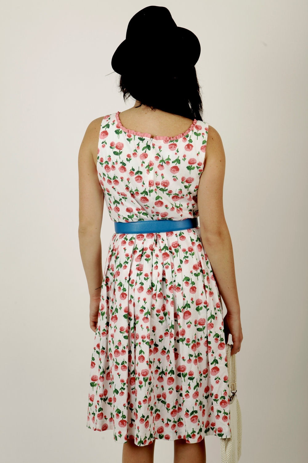 Vintage 80s Rosy Rosette Dress Sz M