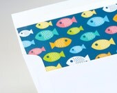 Ocean Blue Mid Century Fish Hiya Flat Notecards - Dennis