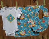 To the Moon - Space Baby gift set includes bib, burp cloth, onesie - available in size newborn - 24 months