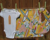 Surf's Up - unisex Baby Gift Set includes bib, burp cloth, onesie (available in size NB to 24 months)