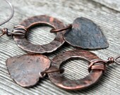 ON sale Hammered copper earrings