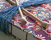 Knitting Journal with burgandy lace flowers Available to Ship Now  oo