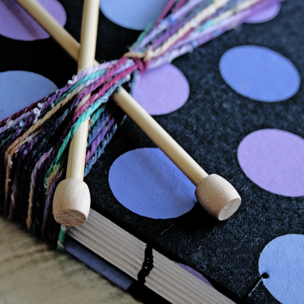 Knitting Journal with Blue and Purple Polka Dots