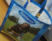 Upcycled Reusable market grocery tote bag for dog lovers