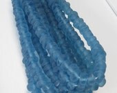 Recycled glass beads - blue irregular beads - 15mm - 12 beads Eco Friendly  (V115B)