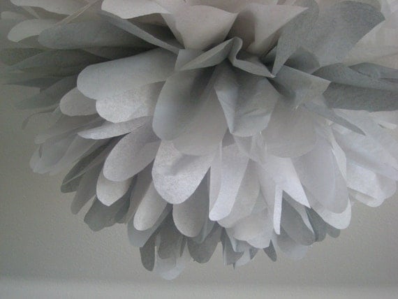 Gray Area ... 1 tissue paper pom // diy weddings // silver anniversary // graduation // nursery // party decorations