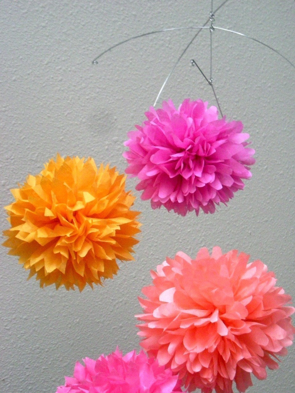 Summer Sorbet ... tissue paper pom mobile // nursery decoration