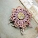 Prairie - lace flower brooch - vintage doily scraps - hand dyed textiles - antique button