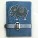 Blue Silver Baby Elephant Journal - Handmade Leather Notebook
