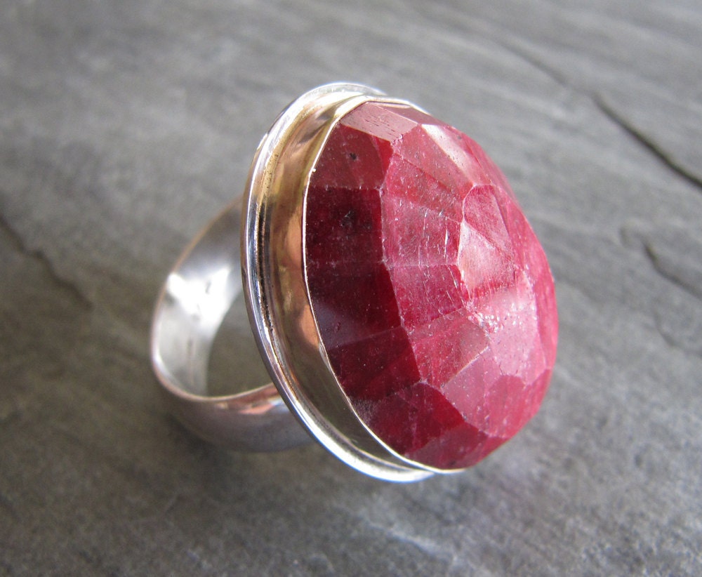 Faceted Ruby Ring in 14k Gold Fill and Sterling Silver