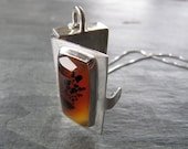 Locket of Montana Agate and Sterling Silver