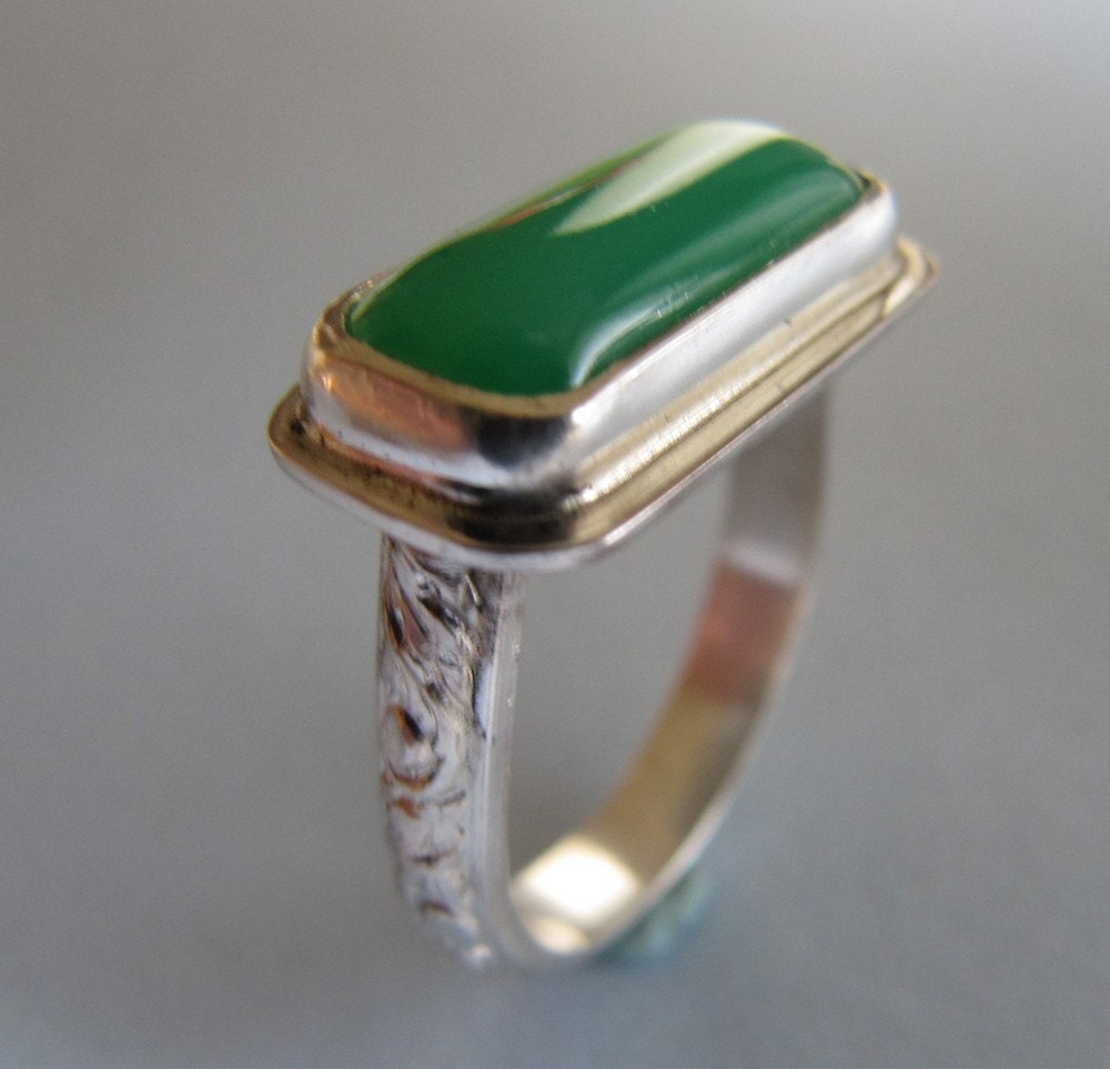 Rectangular Chrysoprase Ring