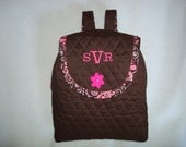 Child's Backpack in Brown with pink accents