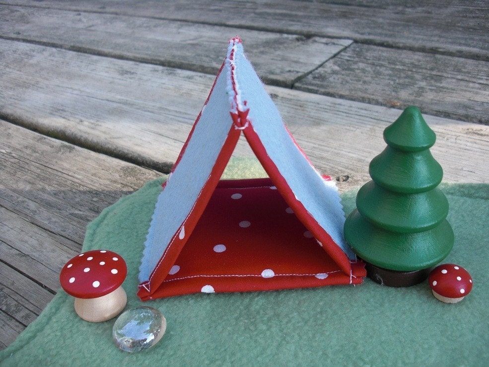 Camping Set with Waldorf Gnomes tent and sleeping bags