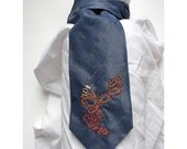 Upcycled Hand Embroidered Organic Pattern Womens Tie