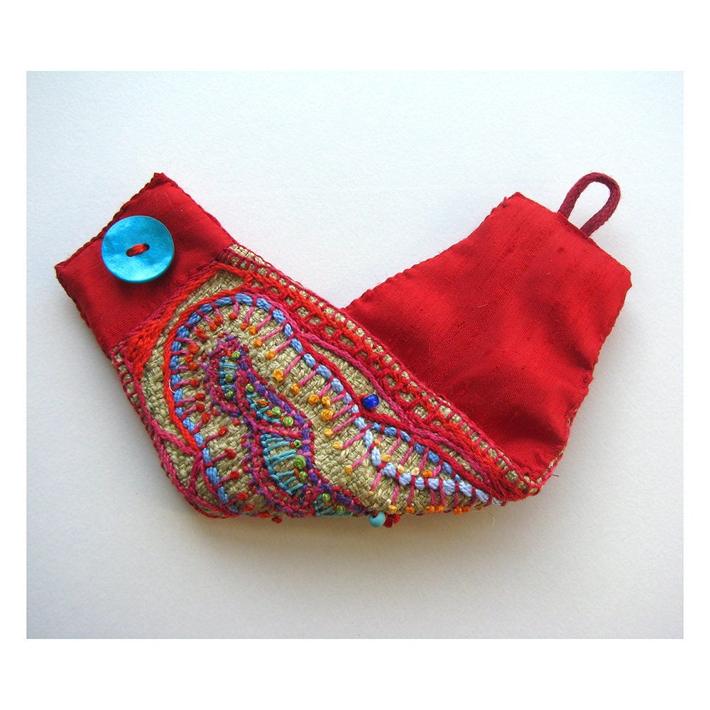 Hand Embroidered Multi-Colored Cuff