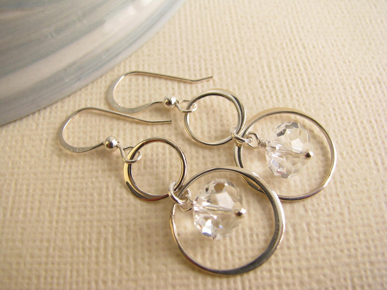 Swarovski Crystal Earrings with Sterling Silver Circles Clear