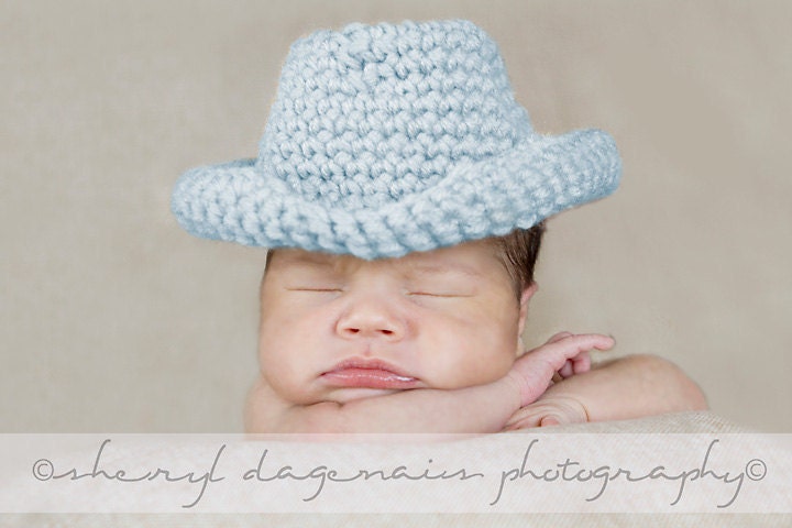 Chunky Baby Blue Urban Cowboy/Cowgirl Hat Newborn -Photography Prop