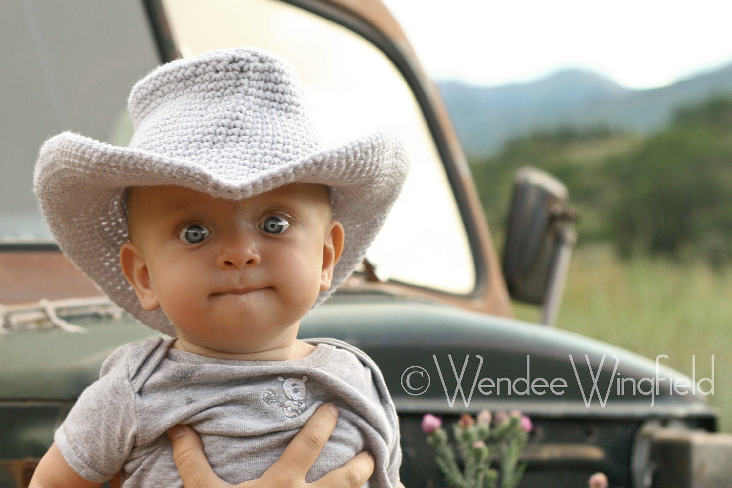 CROCHET PATTERN  - Digital Download Cowboy or Cowgirl Hat Crochet  0-6 month PATTERN  001 - Photography Prop pattern
