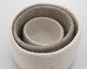Felted wool nesting bowls- oatmeal and winter white