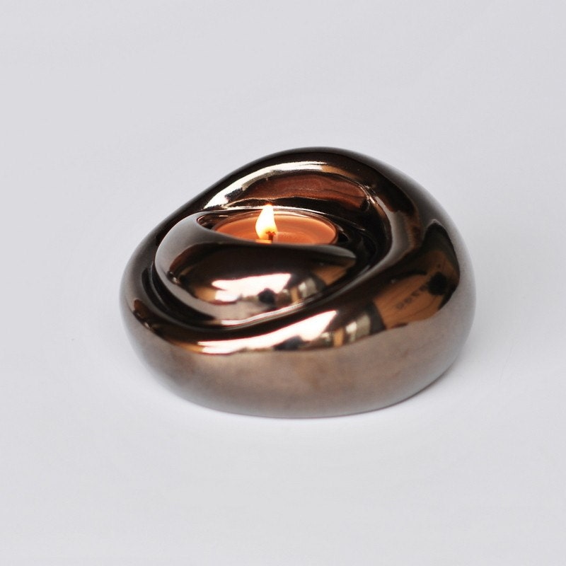 Sale - Votive Candle Holder Ceramic  SENTIMENTAL  gold one candle