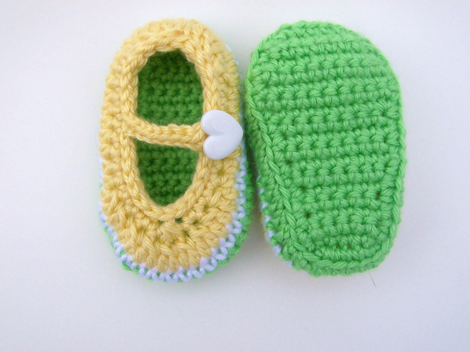 Baby Booties, Mary Jane, Yellow, Crocheted Baby Shoes Booties
