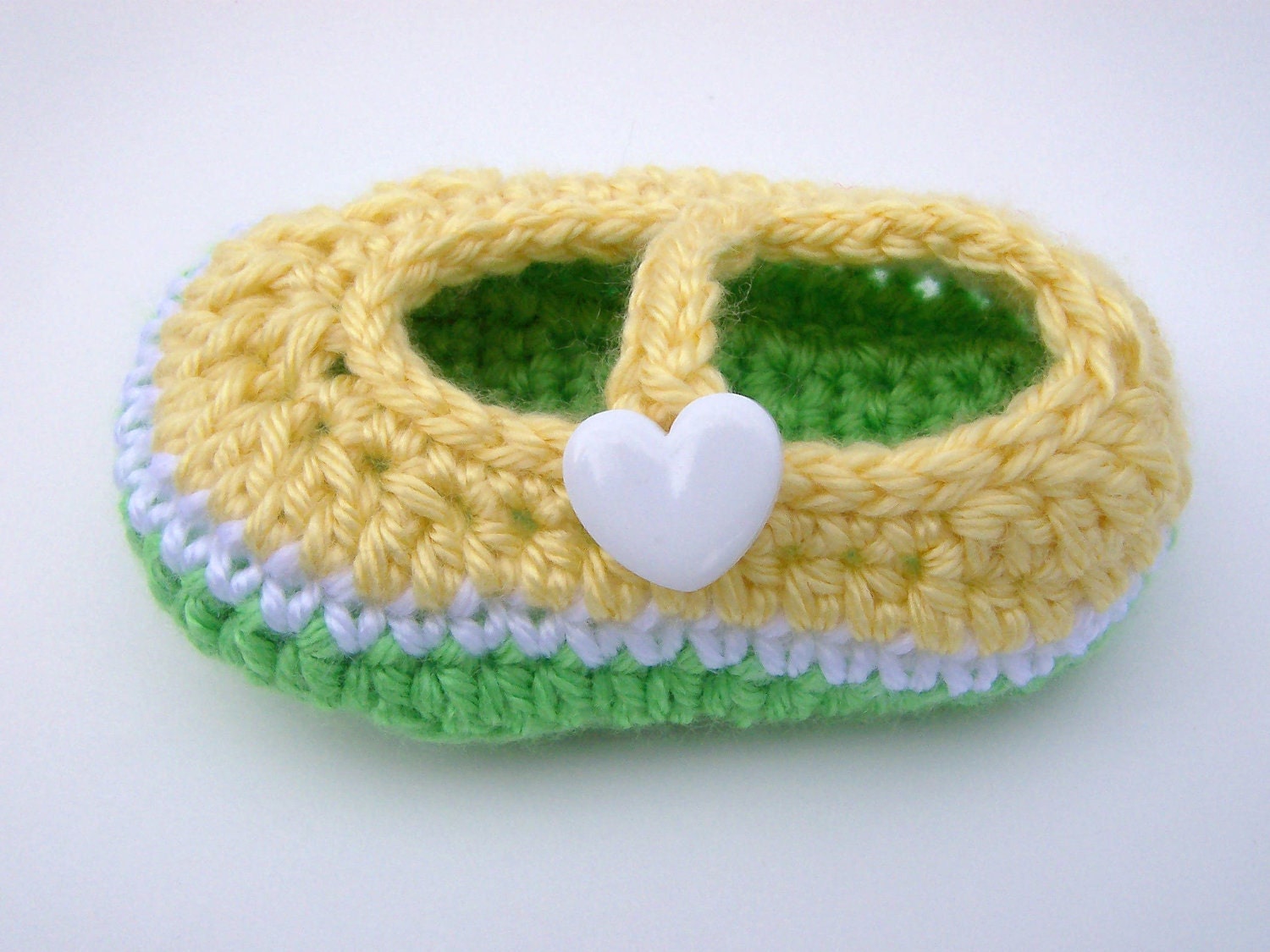Baby Booties, Mary Jane, Yellow, Crocheted Baby Shoes Booties