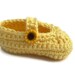 Baby Booties, Baby Shoes, Crocheted, Yellow,  Mary Jane Shoes Booties 0 - 3 Months Yellow with SunFlower Button Trim