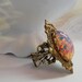 Ring Opal Gothic Pink Fire Opal Cameo Antiqued Brass Retro Old Hollywood Vintage Brass Filigree French Victorian Style
