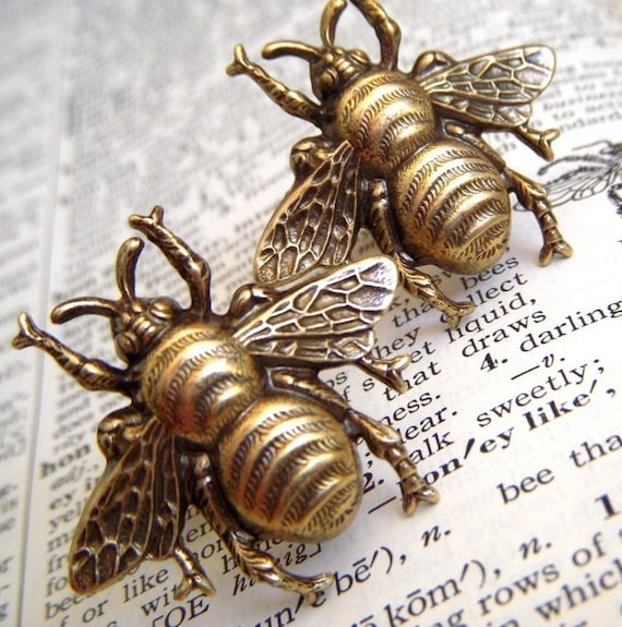 Men's Cufflinks Big Brass Bee Cufflinks Steampunk Cufflinks Antiqued Brass Cufflinks Vintage Inspired Gothic Victorian Statement Cufflinks