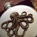 Round Octopus Flask Vintage Inspired Style Pirate Flask Steampunk Accessories Rustic Brass Octopi Stainless Steel Silver Plated Pocket Flask