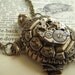Steampunk Necklace Brass Turtle Vintage Watch Movement Nautical Sealife Jewelry Rustic Antiqued Bronze Brass Rolo Chain