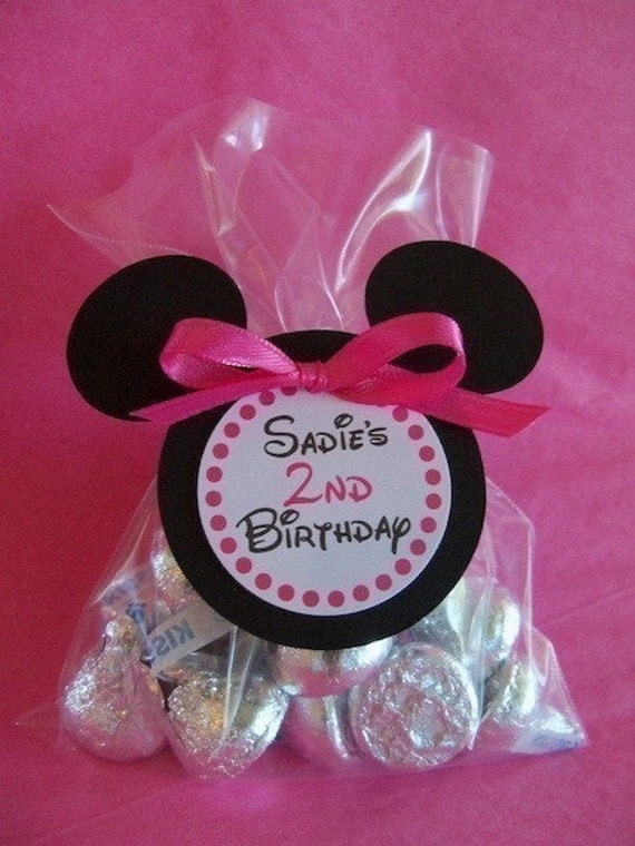 Minnie Mouse Hot Pink or Red personalized Favor Tags SET of 12