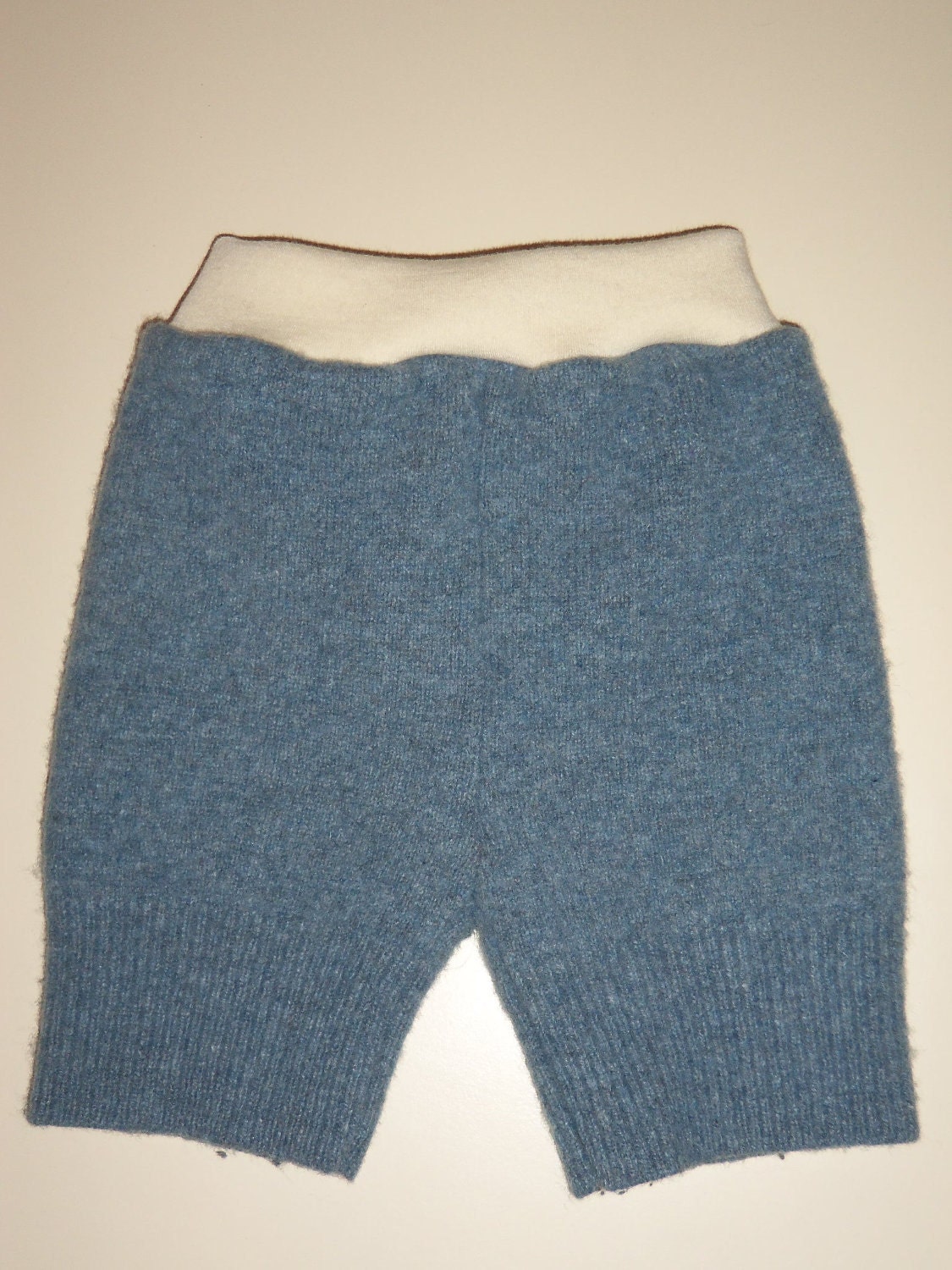 Wool Diaper Cover -  Recycled Blue Lambswool and Interlock Wool Diaper Shorties -   Medium shorties