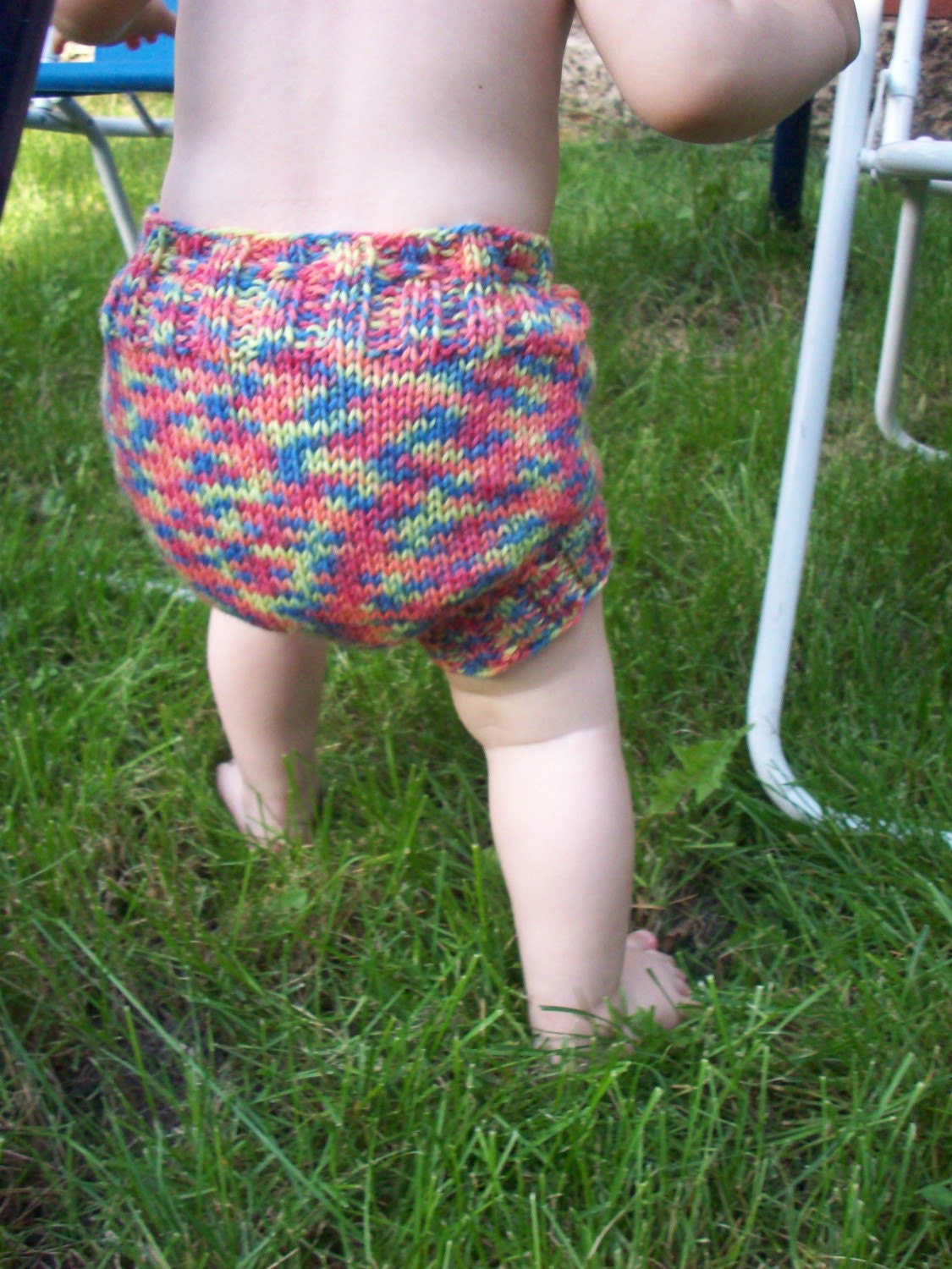 My 3 Year Old Picked The Funky Colored Wool for this Handknit Wool Soaker or Shorties
