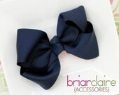 Sandra - Navy Blue Classic Boutique Bow Alligator Clip