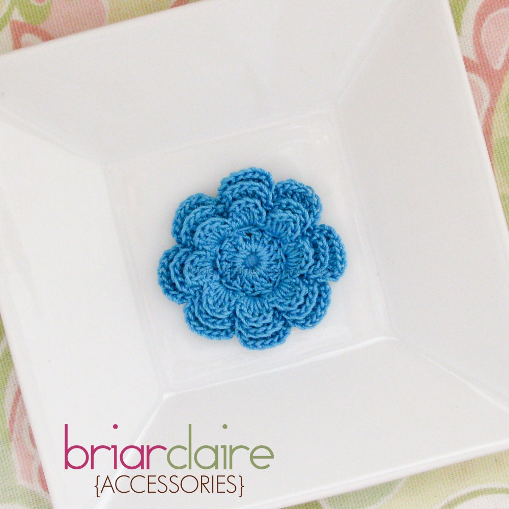 Jacqueline - Turquoise Crochet Flower Clip