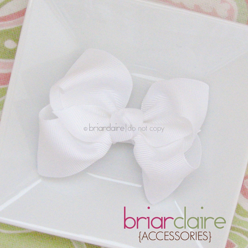 Amanda - White Classic Boutique Bow Alligator Clip