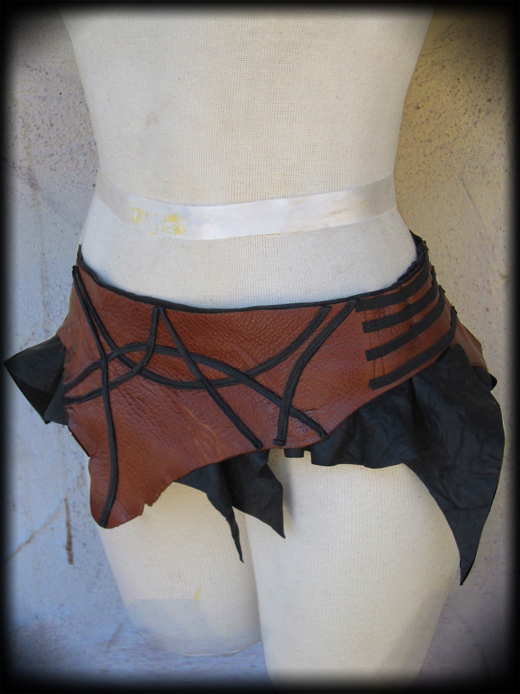 Geometric Leather Mini Skirt Tribal