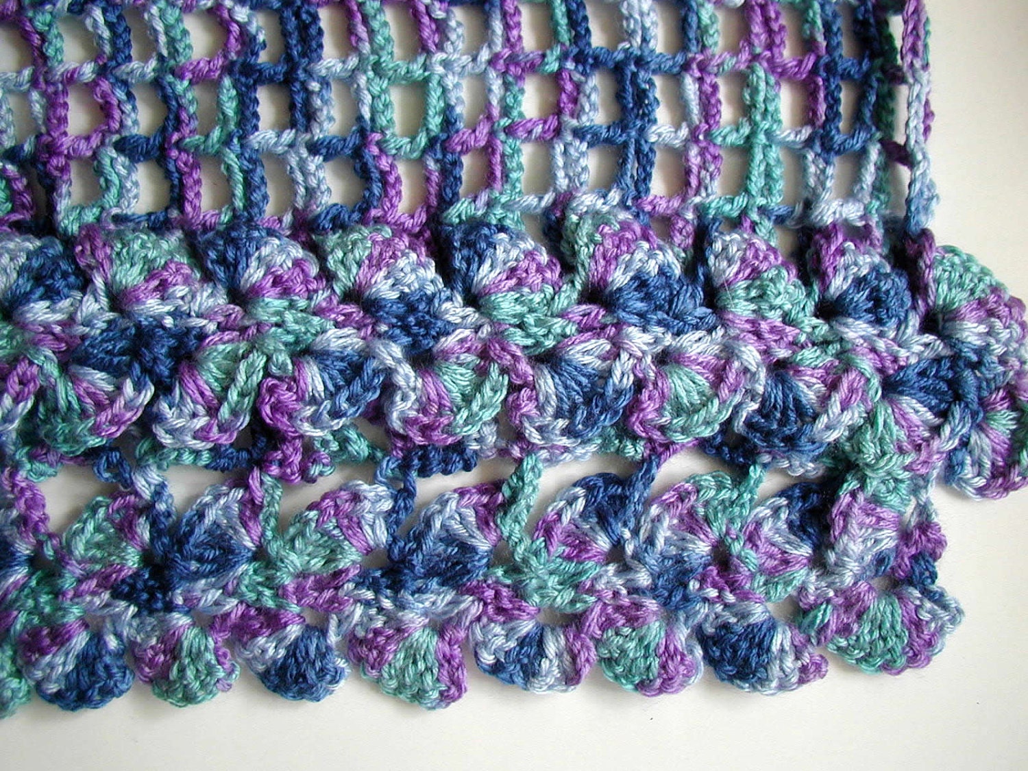 Blues and Purples Lacy Shawl